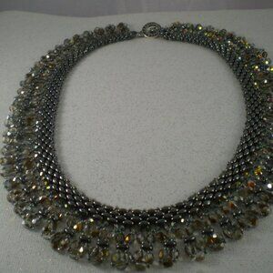 Midnight Flame Necklace; Couture, Statement Necklace, Hand Beaded
